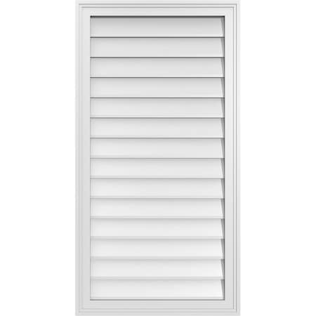 Ekena Millwork Vertical Surface Mount PVC Gable Vnt: Non-Functional, w/2"W x 1-1/2"H, Brickmould Frame, 22"W x 42"H GVPVE22X4202SN